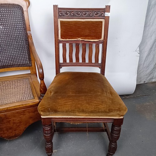 30 - A mahogany framed commode chair, and two single chairs (3)