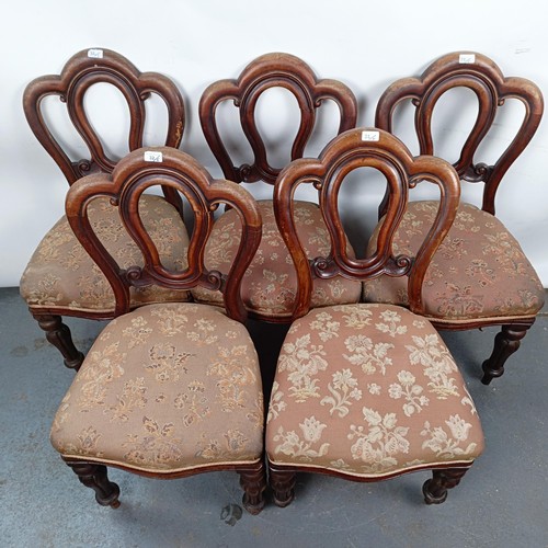 32 - A set of five Victorian mahogany dining chairs, with padded seats (5)