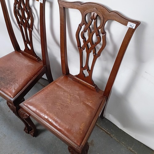 32 - A set of five Victorian mahogany dining chairs, with padded seats (5)