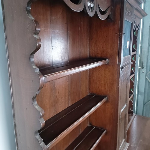 47 - An 18th century style oak dresser, the back fitted an 8 day clock (not shown), the base with three d... 