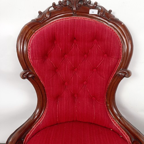 50 - A Victorian mahogany button back nursing chair