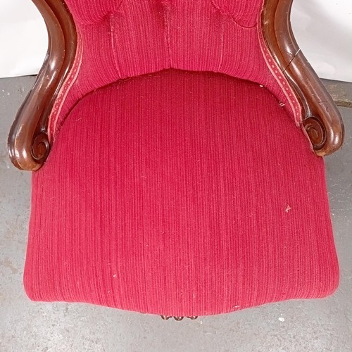 50 - A Victorian mahogany button back nursing chair