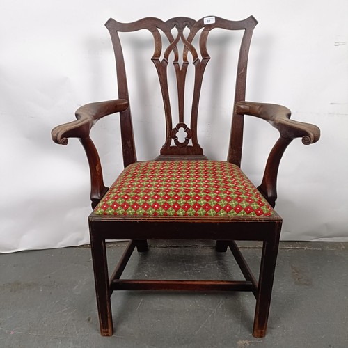 52 - A Chippendale style mahogany armchair