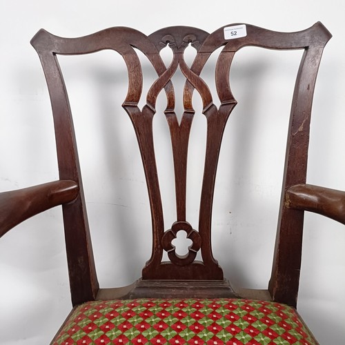 52 - A Chippendale style mahogany armchair