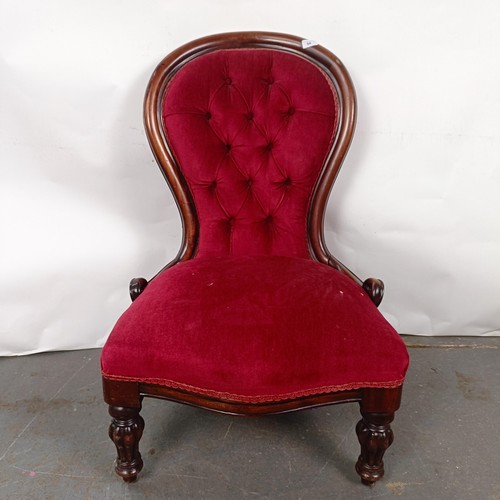 54 - A Victorian mahogany framed button back nursing chair