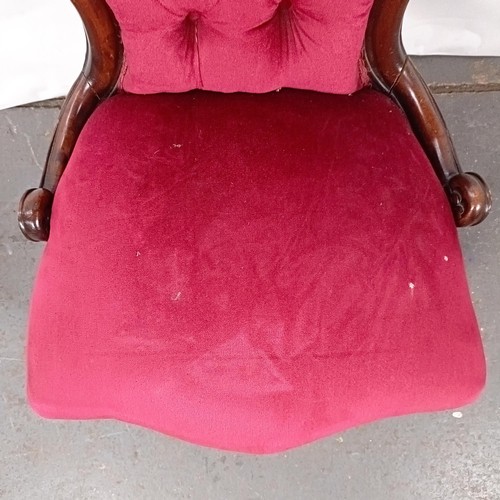 54 - A Victorian mahogany framed button back nursing chair