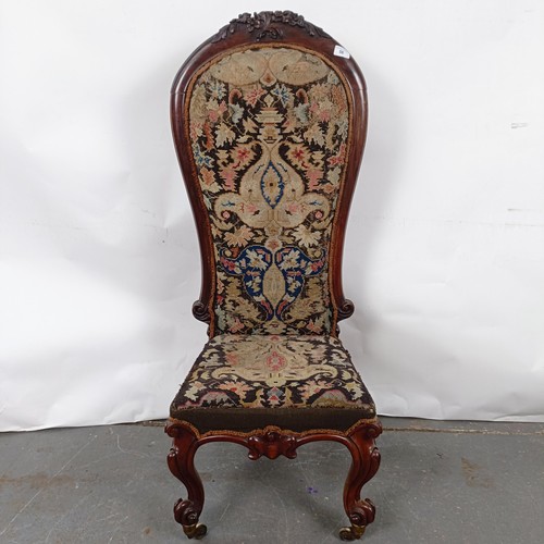 56 - A 19th century Continental mahogany framed nursing chair, with a tapestry back and seat