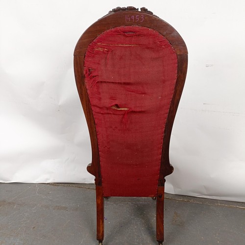 56 - A 19th century Continental mahogany framed nursing chair, with a tapestry back and seat