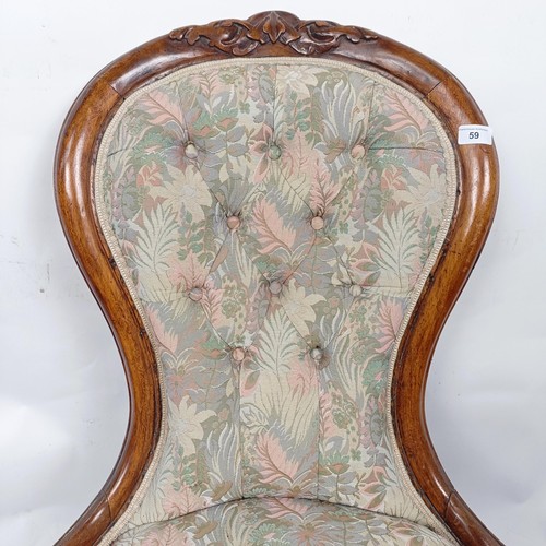 59 - A Victorian walnut framed button back nursing chair