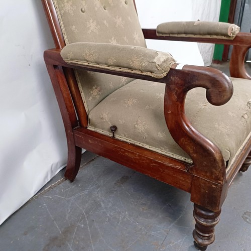 65 - A 19th century mahogany framed reclining chair