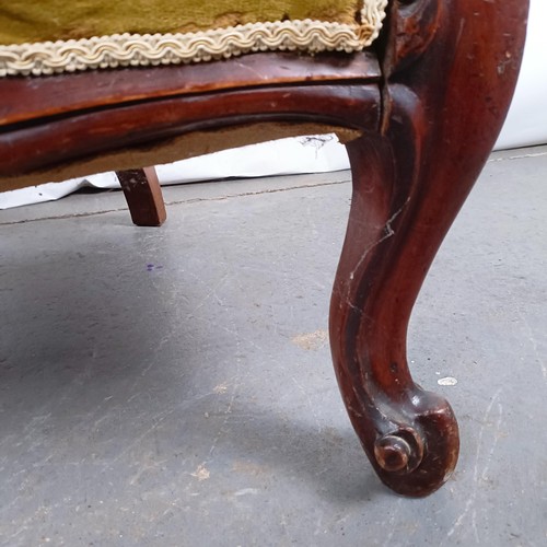 68 - A Victorian mahogany framed button back armchair