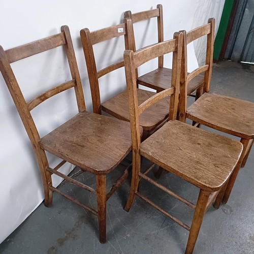 70 - A set of five Victorian kitchen chairs (5)