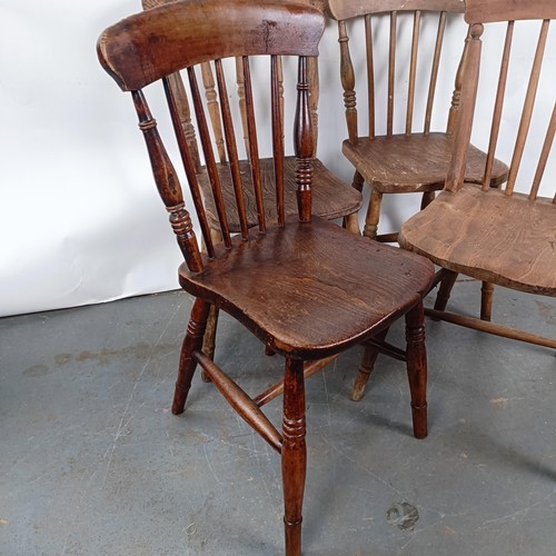 71 - Four Victorian kitchen stick back chairs (4)