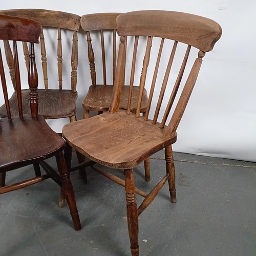 71 - Four Victorian kitchen stick back chairs (4)