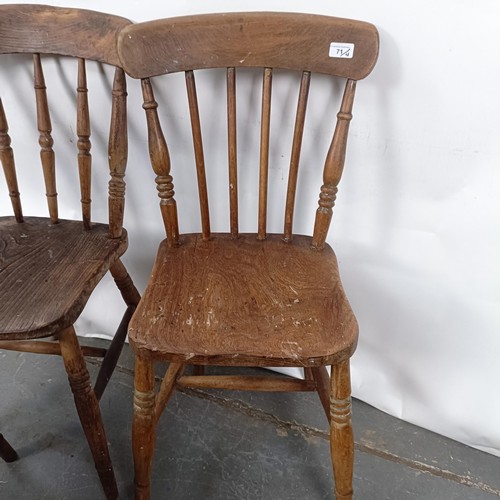 71 - Four Victorian kitchen stick back chairs (4)