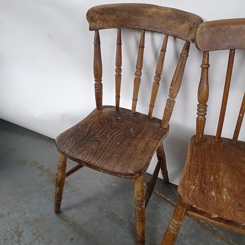 71 - Four Victorian kitchen stick back chairs (4)