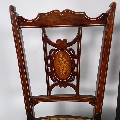 86 - A pair of early 20th century bedroom inlaid chairs