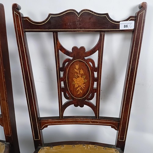 86 - A pair of early 20th century bedroom inlaid chairs