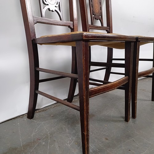 86 - A pair of early 20th century bedroom inlaid chairs