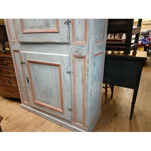 1040 - A Continental painted pantry cupboard, with two cupboard doors, 210 cm high x 135 cm wide