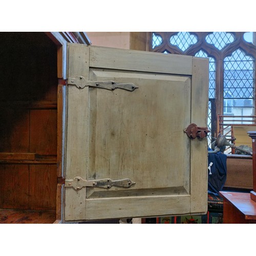 1040 - A Continental painted pantry cupboard, with two cupboard doors, 210 cm high x 135 cm wide