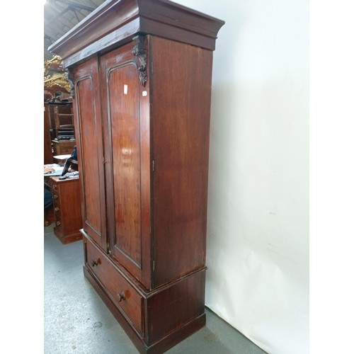 111 - A Victorian mahogany wardrobe, 117 cm wide x 203 cm high