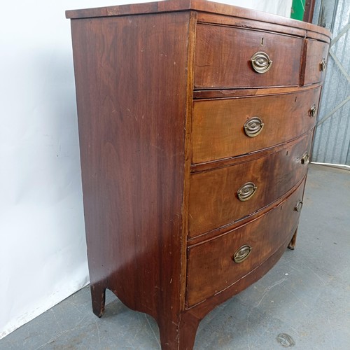 117 - A 19th century mahogany chest, of two short and three long drawers, 104 cm wide