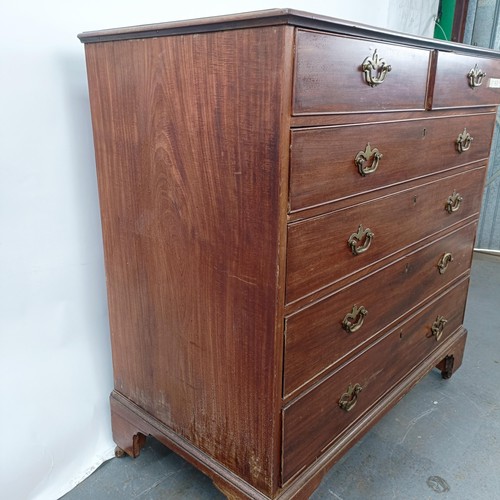 118 - A 19th century mahogany chest, of two short and four long drawers, 118 cm wide