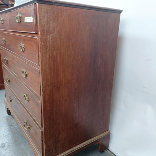 118 - A 19th century mahogany chest, of two short and four long drawers, 118 cm wide