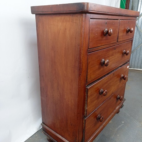 119 - A Victorian mahogany chest, of two short and three long drawers, 96 cm wide