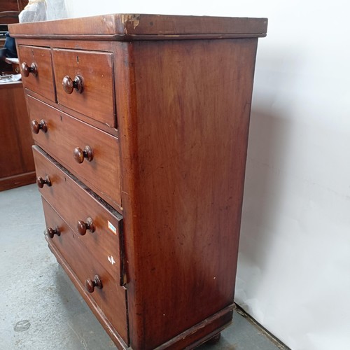 119 - A Victorian mahogany chest, of two short and three long drawers, 96 cm wide