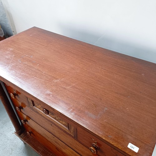 121 - A Victorian mahogany chest, with a central hat drawer, four short drawers and three long drawers, 13... 