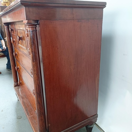 121 - A Victorian mahogany chest, with a central hat drawer, four short drawers and three long drawers, 13... 