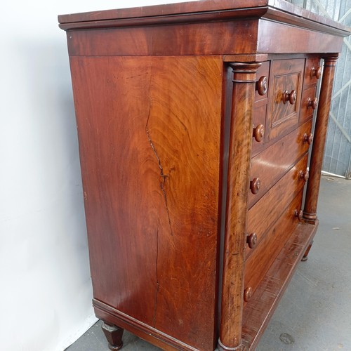 121 - A Victorian mahogany chest, with a central hat drawer, four short drawers and three long drawers, 13... 