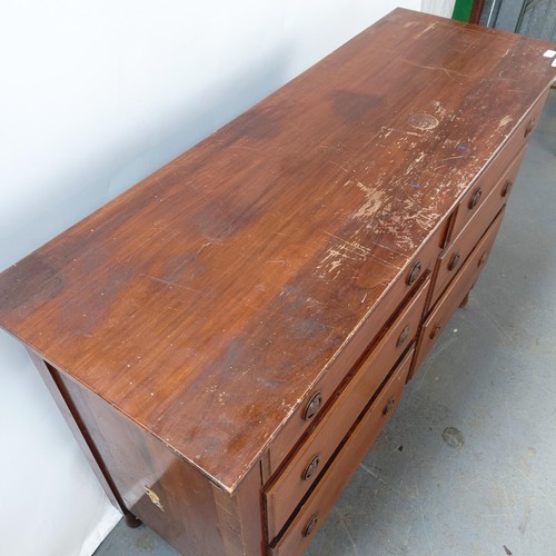 123 - A mahogany chest, having six drawers, 137 cm wide