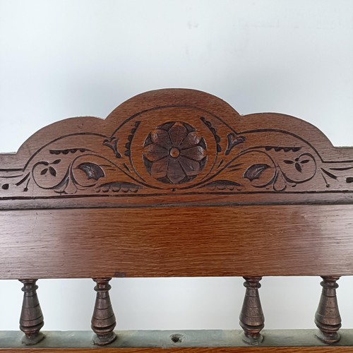 126 - An Edwardian mahogany hall stand, inset with two tiles, 81 cm wide