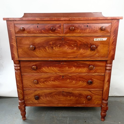 128 - A Continental mahogany chest, of two short and four long drawers, 110cm wide