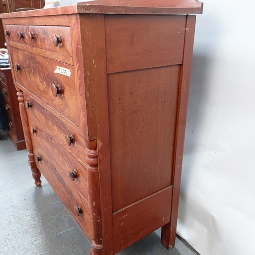 128 - A Continental mahogany chest, of two short and four long drawers, 110cm wide