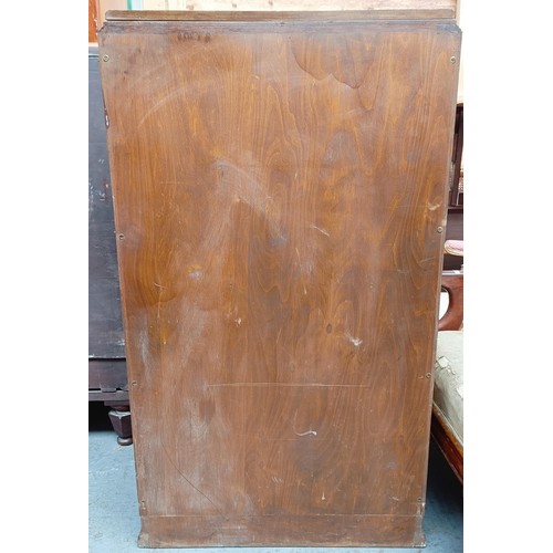 129 - An Art Deco burr walnut gentleman's wardrobe, 74 cm wide