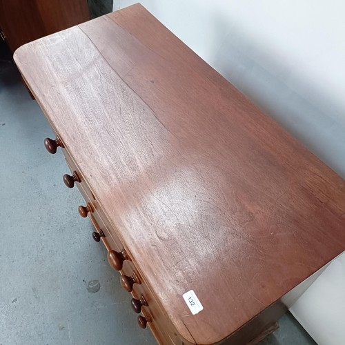 132 - A Victorian mahogany chest, with two short drawers and three long drawers, 102 cm wide