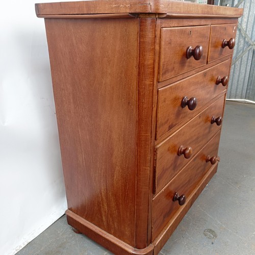 132 - A Victorian mahogany chest, with two short drawers and three long drawers, 102 cm wide