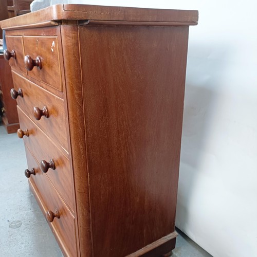 132 - A Victorian mahogany chest, with two short drawers and three long drawers, 102 cm wide