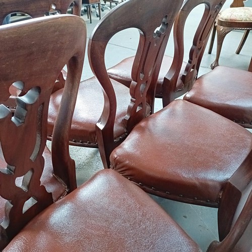 151 - A set of seven Victorian mahogany dining chairs, with padded seats (7)