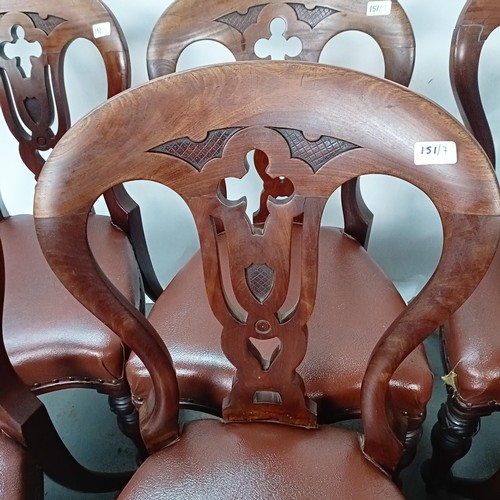 151 - A set of seven Victorian mahogany dining chairs, with padded seats (7)