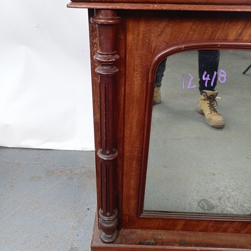 153 - A Victorian mahogany chiffonier with a mirrored back, the base with a marble top, and two mirrored c... 