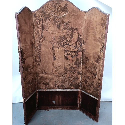 249 - A three fold tapestry panel screen, 190 cm high