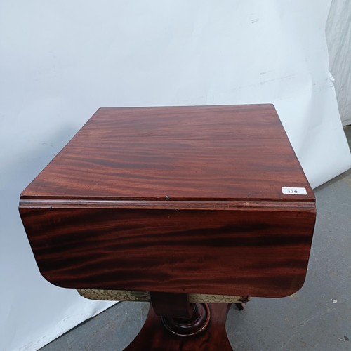 170 - A 19th century mahogany work table, with two frieze drawers above a silk rag box, 52 cm wide