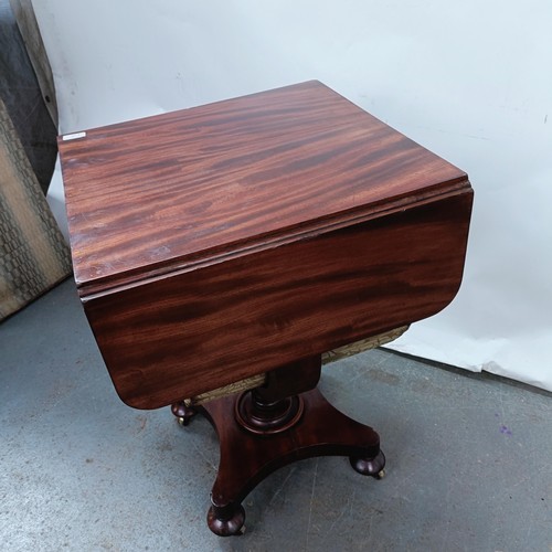 170 - A 19th century mahogany work table, with two frieze drawers above a silk rag box, 52 cm wide