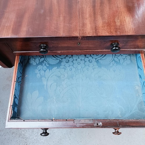 170 - A 19th century mahogany work table, with two frieze drawers above a silk rag box, 52 cm wide