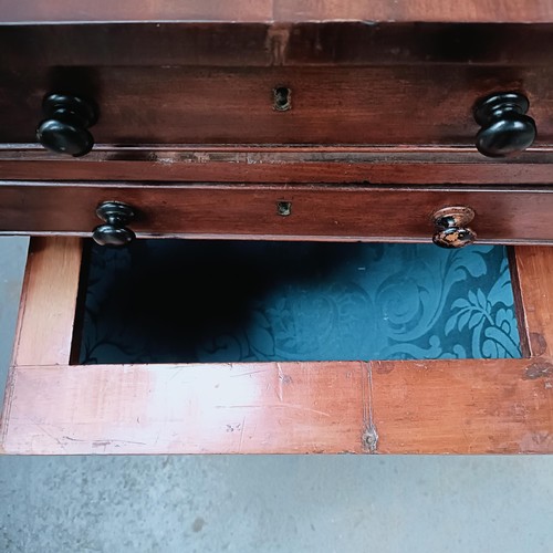 170 - A 19th century mahogany work table, with two frieze drawers above a silk rag box, 52 cm wide